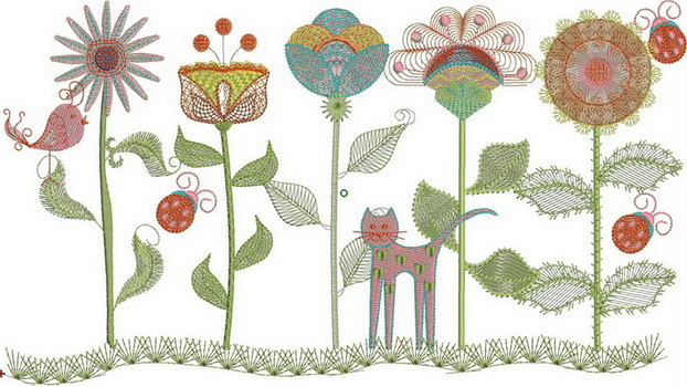 Wall Flowers Machine Embroidery Designs by Stitchingart.