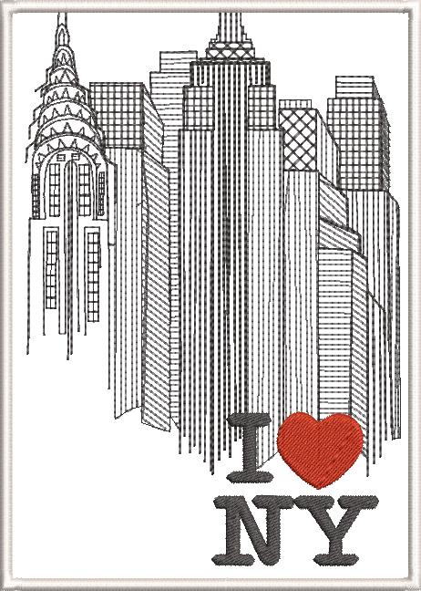 New York Machine Embroidery Designs by Stitchingart. I love NY with New York buildings.