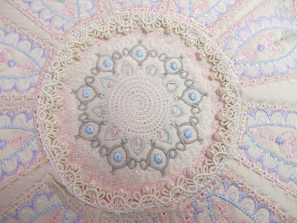 Scene Stealing Machine Embroidery Designs by Stitchingart. Artistic decorative pattern pin cushion.